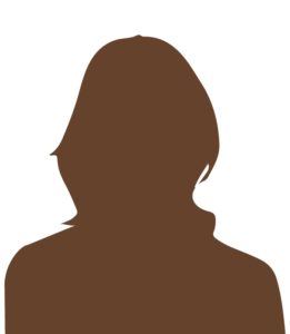 Brown silhouette of a woman, waiting on a real image.